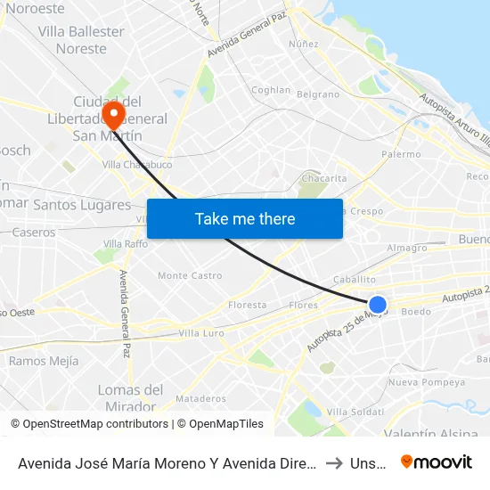 Avenida José María Moreno Y Avenida Directorio to Unsam map