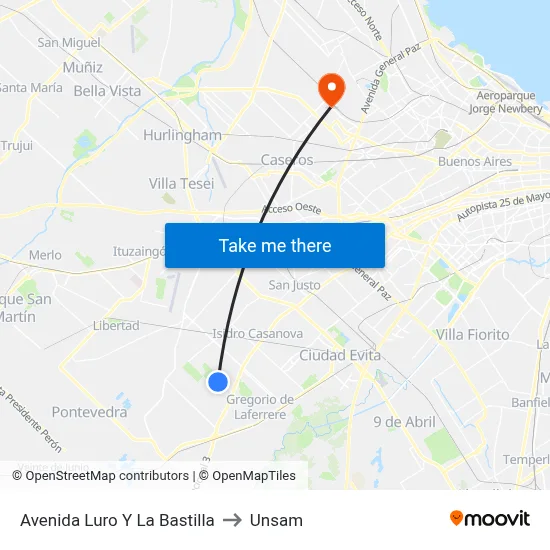 Avenida Luro Y La Bastilla to Unsam map