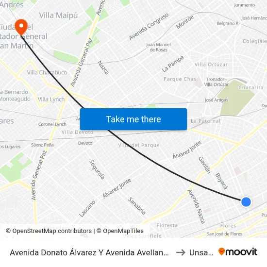 Avenida Donato Álvarez Y Avenida Avellaneda to Unsam map