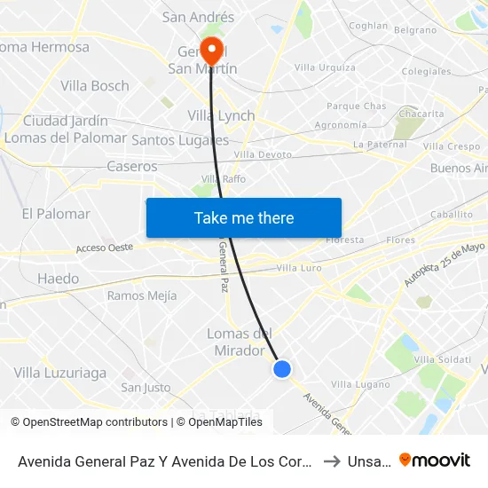 Avenida General Paz Y Avenida De Los Corrales to Unsam map
