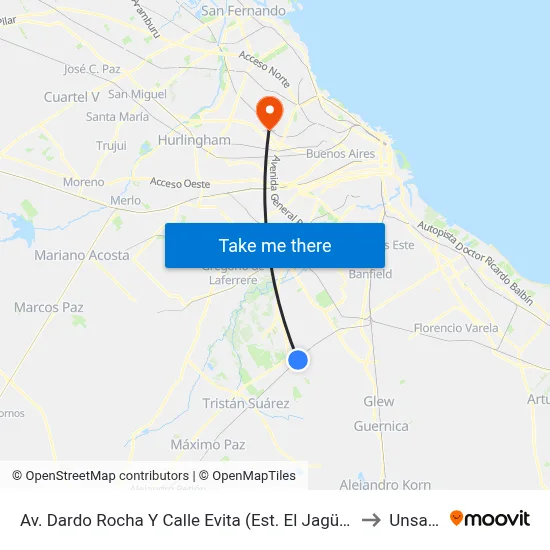 Av. Dardo Rocha Y Calle Evita (Est. El Jagüel) to Unsam map