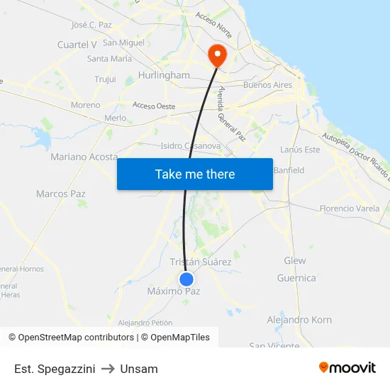 Est. Spegazzini to Unsam map