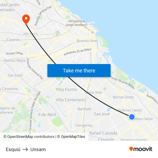 Esquiú to Unsam map