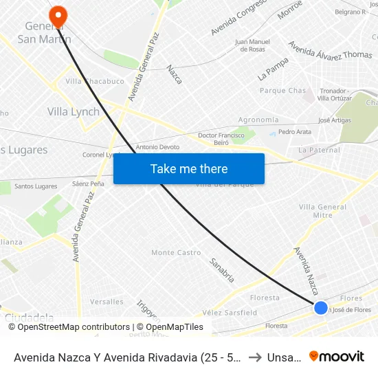 Avenida Nazca Y Avenida Rivadavia (25 - 53) to Unsam map