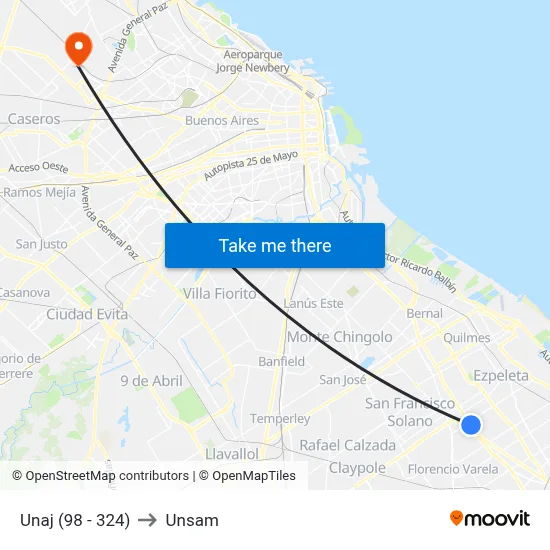 Unaj (98 - 324) to Unsam map