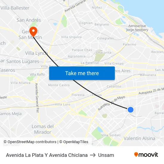 Avenida La Plata Y Avenida Chiclana to Unsam map