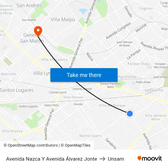 Avenida Nazca Y Avenida Álvarez Jonte to Unsam map