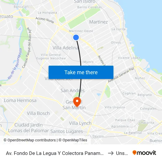 Av. Fondo De La Legua Y Colectora Panamericana to Unsam map