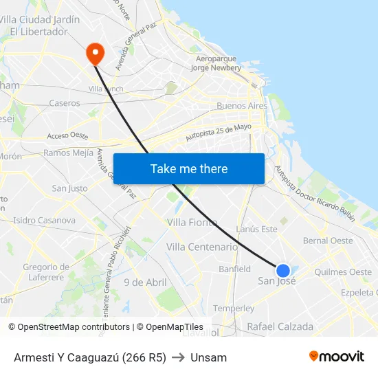 Armesti Y Caaguazú (266 R5) to Unsam map