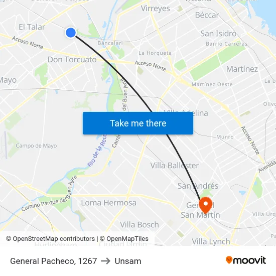 General Pacheco, 1267 to Unsam map