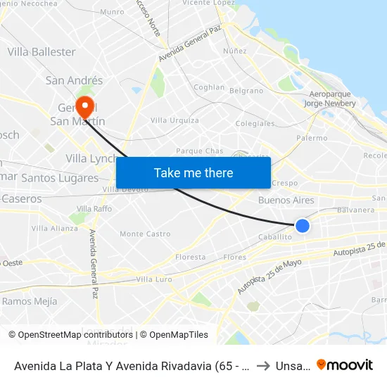 Avenida La Plata Y Avenida Rivadavia (65 - 119) to Unsam map
