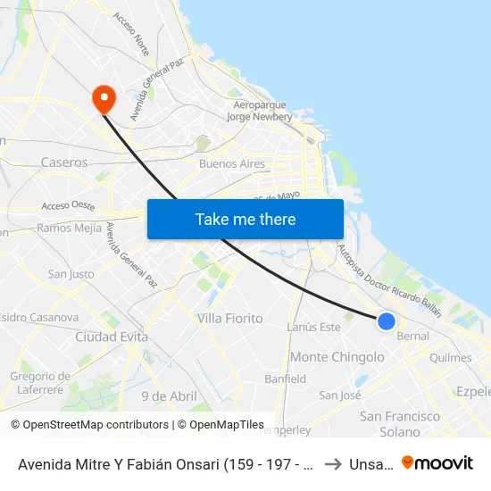Avenida Mitre Y Fabián Onsari (159 - 197 - 293) to Unsam map