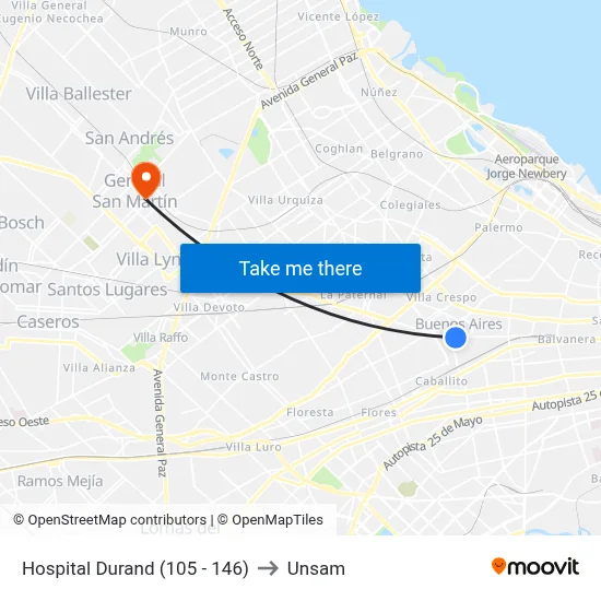 Hospital Durand (105 - 146) to Unsam map