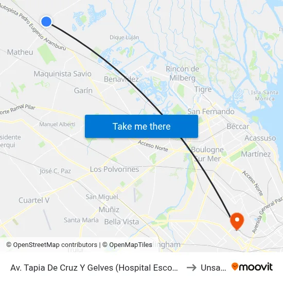 Av. Tapia De Cruz Y Gelves (Hospital Escobar) to Unsam map