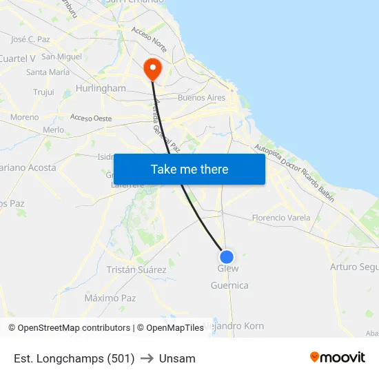 Est. Longchamps (501) to Unsam map