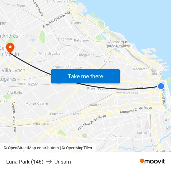 Luna Park (146) to Unsam map