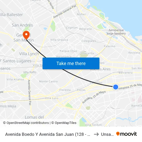 Avenida Boedo Y Avenida San Juan (128 - 164) to Unsam map