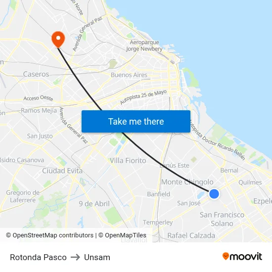 Rotonda Pasco to Unsam map