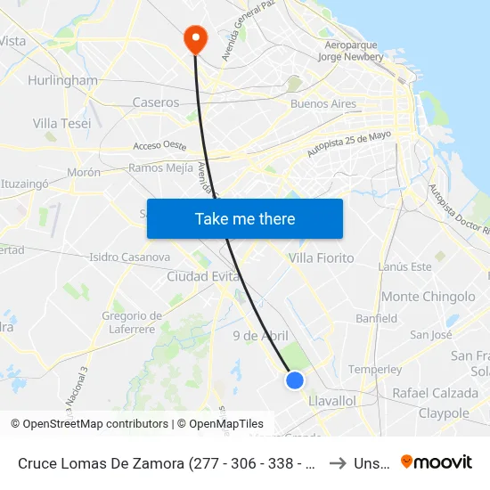 Cruce Lomas De Zamora (277 - 306 - 338 - 406 - 552a) to Unsam map
