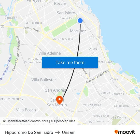 Hipódromo De San Isidro to Unsam map