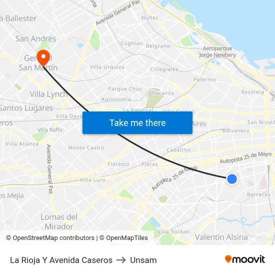 La Rioja Y Avenida Caseros to Unsam map