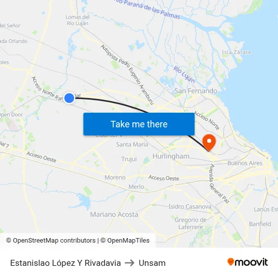 Estanislao López Y Rivadavia to Unsam map