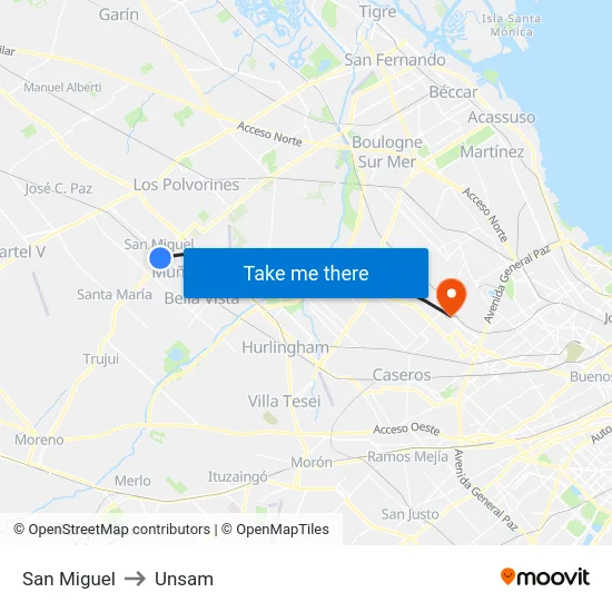 San Miguel to Unsam map