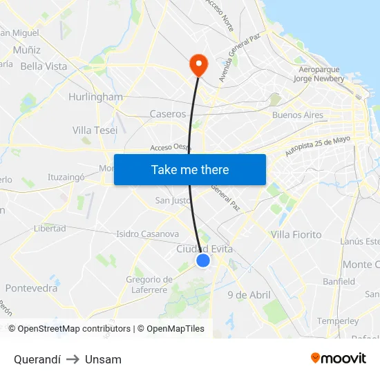 Querandí to Unsam map