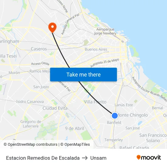 Estacion Remedios De Escalada to Unsam map