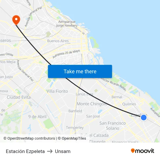 Estación Ezpeleta to Unsam map