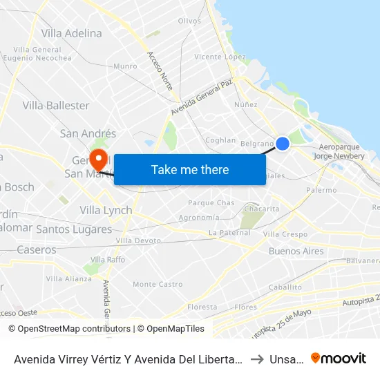 Avenida Virrey Vértiz Y Avenida Del Libertador to Unsam map