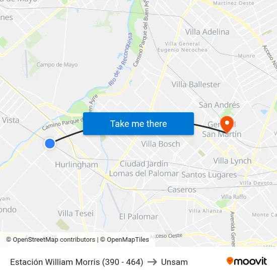 Estación William Morris (390 - 464) to Unsam map