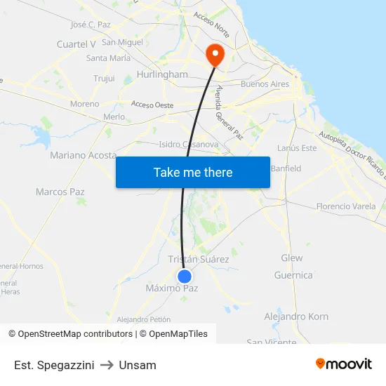 Est. Spegazzini to Unsam map