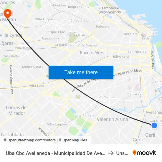 Uba Cbc Avellaneda - Municipalidad De Avellaneda to Unsam map