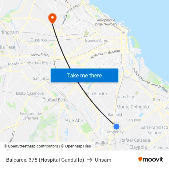 Balcarce, 375 (Hospital Gandulfo) to Unsam map