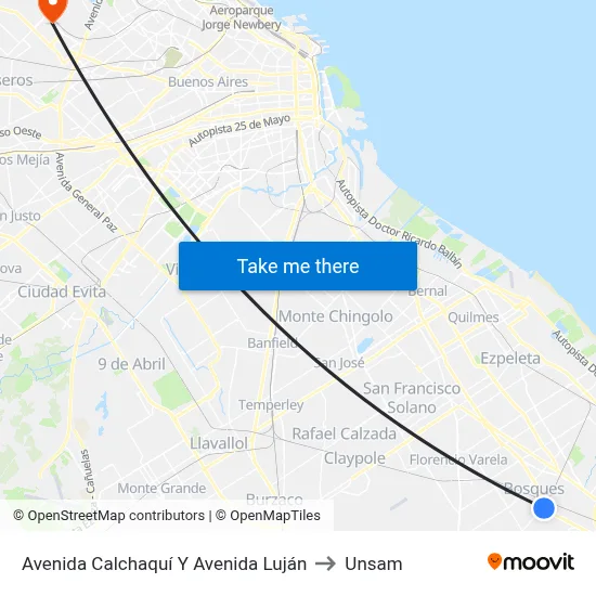 Avenida Calchaquí Y Avenida Luján to Unsam map