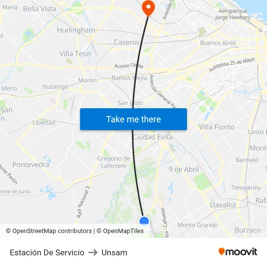 Estación De Servicio to Unsam map