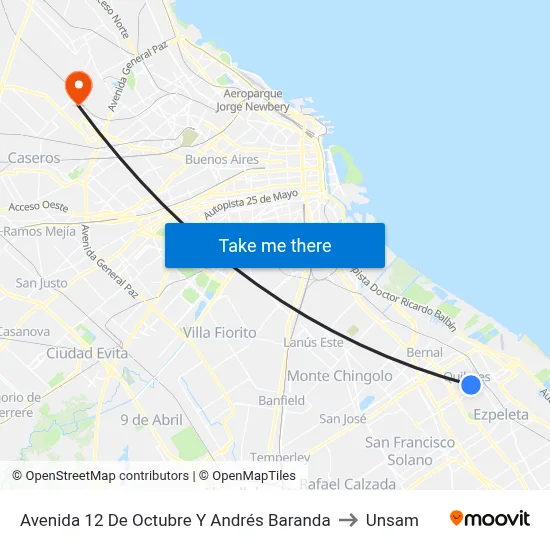 Avenida 12 De Octubre Y Andrés Baranda to Unsam map
