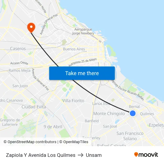 Zapiola Y Avenida Los Quilmes to Unsam map