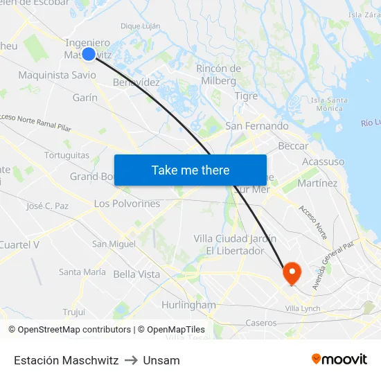 Estación Maschwitz to Unsam map