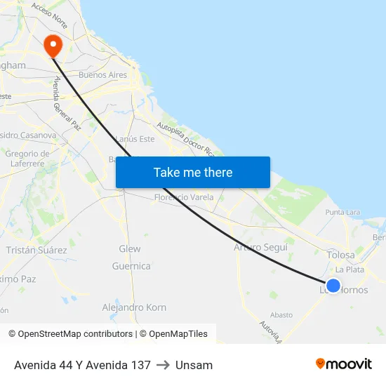 Avenida 44 Y Avenida 137 to Unsam map