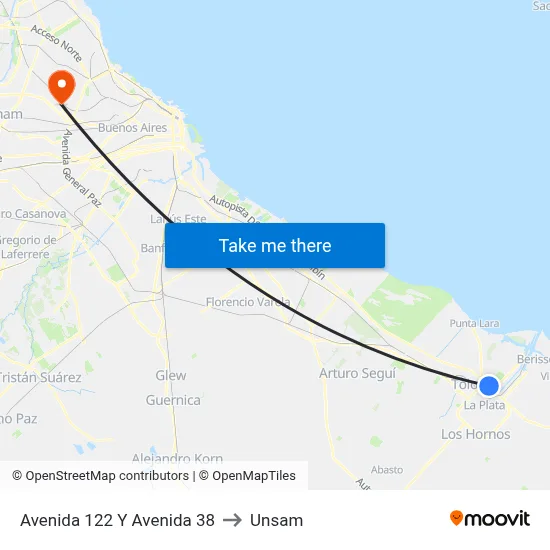 Avenida 122 Y Avenida 38 to Unsam map