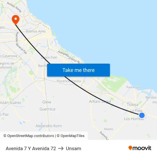 Avenida 7 Y Avenida 72 to Unsam map