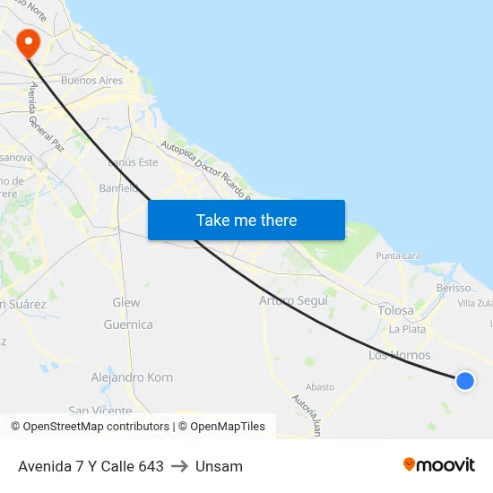 Avenida 7 Y Calle 643 to Unsam map