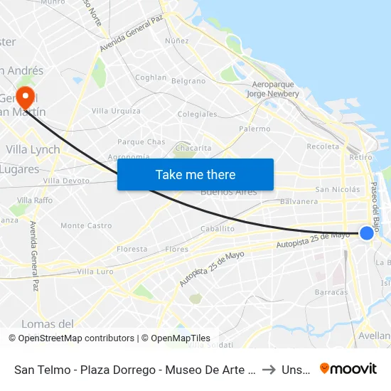 San Telmo - Plaza Dorrego - Museo De Arte Moderno to Unsam map