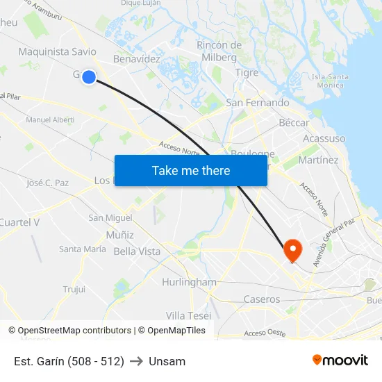 Est. Garín (508 - 512) to Unsam map