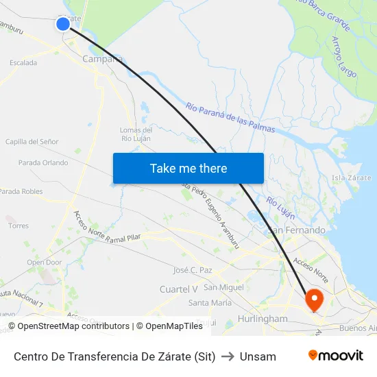 Centro De Transferencia De Zárate (Sit) to Unsam map