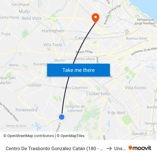 Centro De Trasbordo González Catán (180 - 630 A Km. 29) to Unsam map