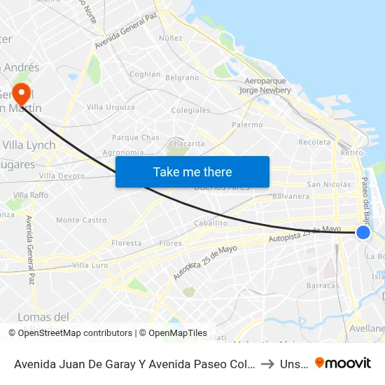 Avenida Juan De Garay Y Avenida Paseo Colón (130 - 159) to Unsam map