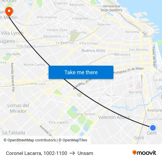 Coronel Lacarra, 1002-1100 to Unsam map